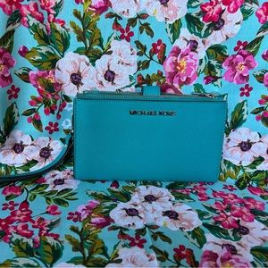 Teal Michael kors wrist wallet